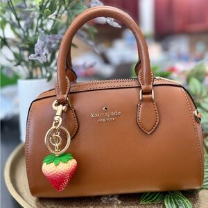 Life Like Strawberry Bag Charm-Gold hardware